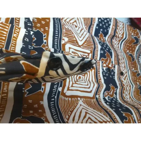 Vintage 90s Tribal Ethnic Bird Print Jacket & Button Front Maxi Skirt Set Boho - Picture 4 of 9